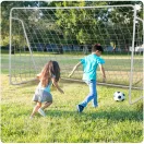 Futballkapu, Neo-Sport NS-496, 300 x 200 x 90 cm, fehér keret, fehér PE háló, fém váz, időjárásálló,  6 db rögzítő, könnyű kivitel, szerszám nélkül szerelhető
