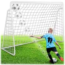 Futballkapu, Neo-Sport NS-496, 300 x 200 x 90 cm, fehér keret, fehér PE háló, fém váz, időjárásálló,  6 db rögzítő, könnyű kivitel, szerszám nélkül szerelhető