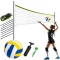 Röplabda és tollaslabda háló és állvány szett, Neo-Sport, 570 x 230 cm, állítható magasságú, fém oszlopok, PE háló, labdával és pumpával, könnyen szerelhető (TE1498)