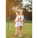 Speedball készlet, Neo-Sport NS-499, 124–138,5 cm állítható magasság, fém, időjárásálló, rugós vég, földbe rögzíthető, 2 db ütővel