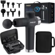   Masszázspisztoly, Neo-Sport NS-501, fekete, akkumulátoros, 8 cserélhető fej, 7 sebességfokozat, USB-C töltés, 2500 mAh, 3200 ütés/perc