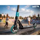 Trükkroller, SOKE XTR, türkiz/fekete, 87 cm, 11 cm 88A alumínium magos kerekek, ABEC-9 csapágy, T kormány, HIC kompresszió, Hybrid Steel fék, tripla króm bilincs, maximum 100 kg