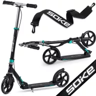   Klasszikus roller, SOKE City, türkiz, összecsukható, 20 cm 88A PU kerekek, ABEC-9 csapágy, kézi és lábfék, állítható magasság, maximum 100 kg