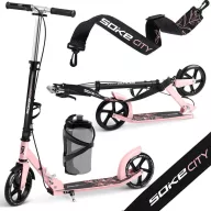   Klasszikus roller, SOKE City, rózsaszín, összecsukható, 20 cm 88A PU kerekek, ABEC-9 csapágy, kézi és lábfék, állítható magasság, maximum 100 kg