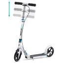 Klasszikus roller, SOKE City, fehér, összecsukható, 20 cm 88A PU kerekek, ABEC-9 csapágy, kézi és lábfék, állítható magasság, maximum 100 kg