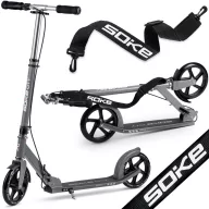   Klasszikus roller, SOKE City, szürke, összecsukható, 20 cm 88A PU kerekek, ABEC-9 csapágy, kézi és lábfék, állítható magasság, maximum 100 kg