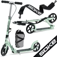   Klasszikus roller, SOKE City, zöld, összecsukható, 20 cm 88A PU kerekek, ABEC-9 csapágy, kézi és lábfék, állítható magasság, maximum 100 kg