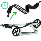 Klasszikus roller, SOKE City, zöld, összecsukható, 20 cm 88A PU kerekek, ABEC-9 csapágy, kézi és lábfék, állítható magasság, maximum 100 kg