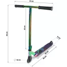 Kaszkadőr roller, SOKE EVO Street, neokróm, 83 cm, 10 cm 88A PU kerekek, ABEC-9 csapágy, 360°-ban forgó T kormány, Flex Fender fék, maximum 100 kg