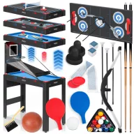   Multifunkciós játékasztal, Neo-Sport NS-810, 5 az 1-ben, 92 x 46 x 73 cm, biliárd, léghoki, pingpong, kosárlabda, íjászat, állítható lábak, teljes kiegészítőkkel