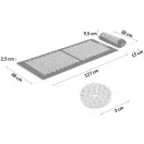 Akupresszúrás szőnyeg, Neo-Sport NS-901, fekete/szürke, 127 x 48 x 2,5 cm, párnával, hordtáskával, levehető pamut huzat, 378 + 51 db tüskés rozetta