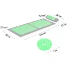 Akupresszúrás szőnyeg, Neo-Sport NS-901, fekete/zöld, 125 x 46 x 2,5 cm, párnával, hordtáskával, levehető pamut huzat, 378 + 51 db tüskés rozetta