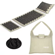   Akupresszúrás szőnyeg, Neo-Sport NS-902, szürke-fekete, 3 részes készlet, 70 × 44 × 3,0 cm + 30,5 × 44 × 3 cm, párnával, hordtáskával, levehető huzat, 316 db korong