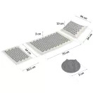 Akupresszúrás szőnyeg, Neo-Sport NS-902, szürke-fekete, 3 részes készlet, 70 × 44 × 3,0 cm + 30,5 × 44 × 3 cm, párnával, hordtáskával, levehető huzat, 316 db korong