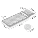 Akupresszúrás szőnyeg, Neo-Sport NS-903, fekete/ezüst, 68 x 42 x 1,5 cm, párnával, levehető pamut huzat, hordtáskával, 230 + 76 tüskés rozetta