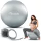 Fitnesz labda, Nukido NS-951, szürke, 65 cm, pukkanásgátló rendszer, csúszásmentes felület, PVC, pumpával, kismamáknak, teherbírás: 200 kg (TE195103)