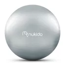 Fitnesz labda, Nukido NS-951, szürke, 65 cm, pukkanásgátló rendszer, csúszásmentes felület, PVC, pumpával, kismamáknak, teherbírás: 200 kg (TE195103)