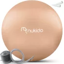 Fitnesz labda, Nukido NS-951, bézs, 65 cm, pukkanásgátló rendszer, csúszásmentes felület, PVC, pumpával, kismamáknak, teherbírás: 200 kg (TE195104)