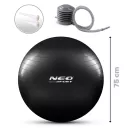Fitnesz labda, Neo-Sport NS-952, fekete, 75 cm, pukkanásgátló rendszer, csúszásmentes felület, PVC, pumpával