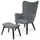 Lábtartós fotel, Sofotel Norse, szürke/fekete, lábtartóval, füles kialakítás, kárpitozott, bükkfa, filccel alábélelt lábak, levehető huzatú párna, skandináv stílus