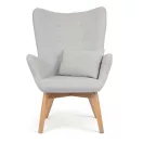 Lábtartós fotel, Sofotel Norse, világosszürke, lábtartóval, füles kialakítás, kárpitozott, bükkfa, filccel alábélelt lábak, levehető huzatú párna, skandináv stílus