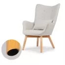 Lábtartós fotel, Sofotel Norse, világosszürke, lábtartóval, füles kialakítás, kárpitozott, bükkfa, filccel alábélelt lábak, levehető huzatú párna, skandináv stílus