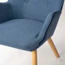Lábtartós fotel, Sofotel Norse, kék, lábtartóval, füles kialakítás, kárpitozott, bükkfa, filccel alábélelt lábak, levehető huzatú párna, skandináv stílus