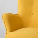 Lábtartós fotel, Sofotel Norse, sárga, lábtartóval, füles kialakítás, kárpitozott, bükkfa, filccel alábélelt lábak, levehető huzatú párna, skandináv stílus