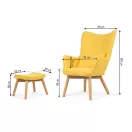 Lábtartós fotel, Sofotel Norse, sárga, lábtartóval, füles kialakítás, kárpitozott, bükkfa, filccel alábélelt lábak, levehető huzatú párna, skandináv stílus