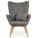 Lábtartós fotel, Sofotel Norse, szürke, lábtartóval, füles kialakítás, kárpitozott, bükkfa, filccel alábélelt lábak, levehető huzatú párna, skandináv stílus