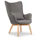 Lábtartós fotel, Sofotel Norse, szürke, lábtartóval, füles kialakítás, kárpitozott, bükkfa, filccel alábélelt lábak, levehető huzatú párna, skandináv stílus