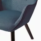 Lábtartós fotel, Sofotel Norse, kék/fekete, lábtartóval, füles kialakítás, kárpitozott, bükkfa, filccel alábélelt lábak, levehető huzatú párna, skandináv stílus