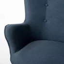 Lábtartós fotel, Sofotel Norse, kék/fekete, lábtartóval, füles kialakítás, kárpitozott, bükkfa, filccel alábélelt lábak, levehető huzatú párna, skandináv stílus