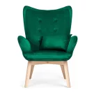 Lábtartós fotel, Sofotel Norse, zöld, lábtartóval, füles kialakítás, kárpitozott, bükkfa, filccel alábélelt lábak, levehető huzatú párna, skandináv stílus