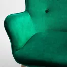 Lábtartós fotel, Sofotel Norse, zöld, lábtartóval, füles kialakítás, kárpitozott, bükkfa, filccel alábélelt lábak, levehető huzatú párna, skandináv stílus