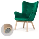 Lábtartós fotel, Sofotel Norse, zöld, lábtartóval, füles kialakítás, kárpitozott, bükkfa, filccel alábélelt lábak, levehető huzatú párna, skandináv stílus