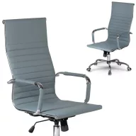   Irodai szék, Sofotel Tokio, szürke, ergonomikus magas háttámla, hintamechanika, állítható magasság, krómozott talp és karfák, műbőr kárpit