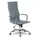 Irodai szék, Sofotel Tokio, szürke, ergonomikus magas háttámla, hintamechanika, állítható magasság, krómozott talp és karfák, műbőr kárpit