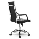 Irodai szék, Sofotel Boston, fekete, műbőr kárpit, krómozott karfák és csillagtalp, Tilt hintamechanika, gumírozott kerekek, ergonomikus háttámla