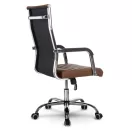 Irodai szék, Sofotel Boston, barna, műbőr kárpit, krómozott karfák és csillagtalp, Tilt hintamechanika, gumírozott kerekek, ergonomikus háttámla