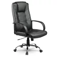   Irodai szék, Sofotel EG-221, fekete, 45-55 cm ülésmagasság, 106–116 cm, műbőr kárpit, Tilt hintamechanika, krómozott talp, gumírozott kerekek