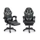 Gamer szék, Sofotel Draknor II, fekete-szürke, 36–46 cm ülésmagasság, lábtartós, dönthető, derék- és fejpárnával, 150 kg teherbírás