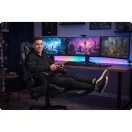 Gamer szék, Sofotel Draknor II, fekete-szürke, 36–46 cm ülésmagasság, lábtartós, dönthető, derék- és fejpárnával, 150 kg teherbírás