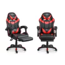 Gamer szék, Sofotel Draknor II, fekete-piros, 36–46 cm ülésmagasság, lábtartós, dönthető, derék- és fejpárnával, 150 kg teherbírás