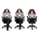 Gamer szék, Sofotel Draknor II, fekete-piros, 36–46 cm ülésmagasság, lábtartós, dönthető, derék- és fejpárnával, 150 kg teherbírás