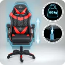Gamer szék, Sofotel Draknor II, fekete-piros, 36–46 cm ülésmagasság, lábtartós, dönthető, derék- és fejpárnával, 150 kg teherbírás