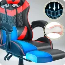 Gamer szék, Sofotel Draknor II, fekete-piros, 36–46 cm ülésmagasság, lábtartós, dönthető, derék- és fejpárnával, 150 kg teherbírás