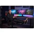 Gamer szék, Sofotel Draknor II, fekete-piros, 36–46 cm ülésmagasság, lábtartós, dönthető, derék- és fejpárnával, 150 kg teherbírás