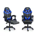 Gamer szék, Sofotel Draknor II, fekete-kék, 36–46 cm ülésmagasság, lábtartós, dönthető, derék- és fejpárnával, 150 kg teherbírás
