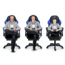 Gamer szék, Sofotel Draknor II, fekete-kék, 36–46 cm ülésmagasság, lábtartós, dönthető, derék- és fejpárnával, 150 kg teherbírás